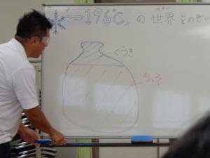 空気中の成分の図を解説する講師