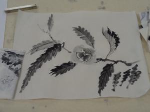 葉っぱの様子が生き生きと描かれた作品