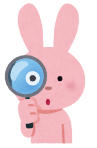 虫眼鏡を持つうさぎのイラスト