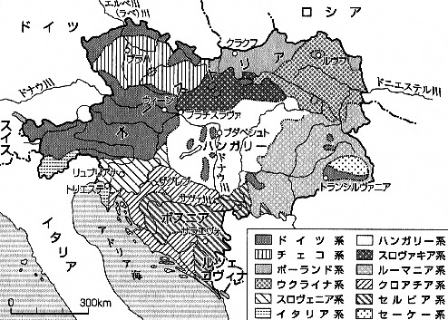 image: An illustrated distribution of races in Austria-Hungary by language