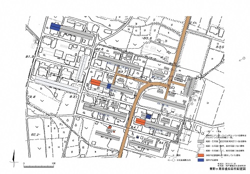 image: A topographical map with the plot plan of the Aonogahara Prisoner of War Camp superimposed