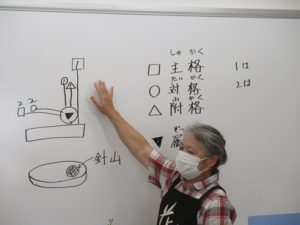 役枝について説明をされている講師先生