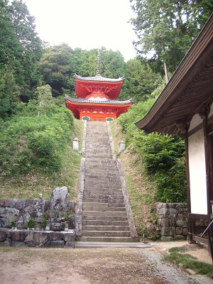 image:The current two-storied pagoda of the Okusanji Temple