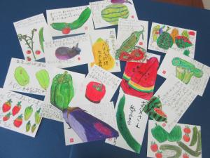 トマト、なすび、きゅうりの夏野菜を描きました