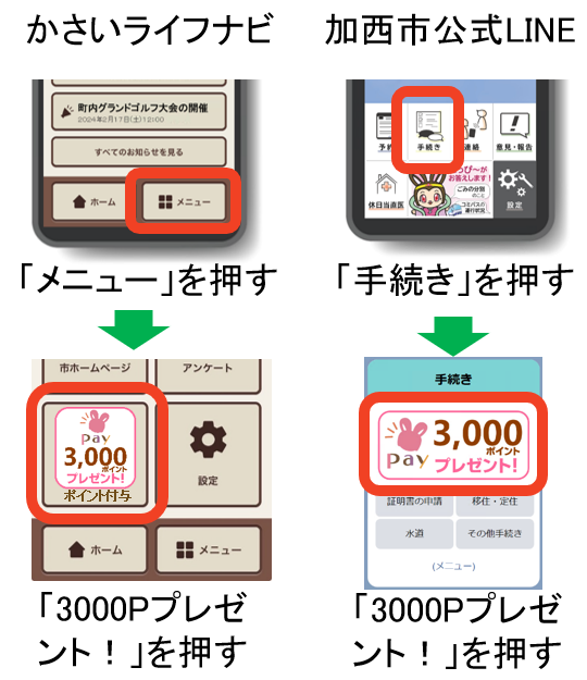3000Pプレゼントを押す